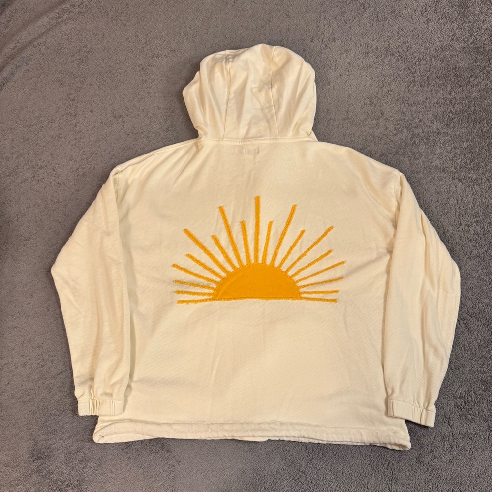 Faherty Womens Daybreak French Terry Hoodie 1/4 Snap Kangaroo Pocket Medium - Picture 12 of 16